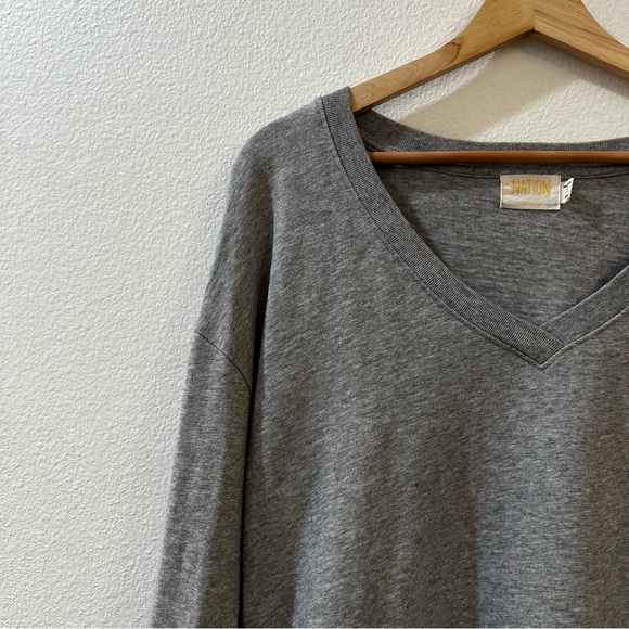 Nation LTD. Willa Bishop Sleeve Grey V-Neck Knit 100% Cotton Pullover Top Size S - Picture 7 of 12